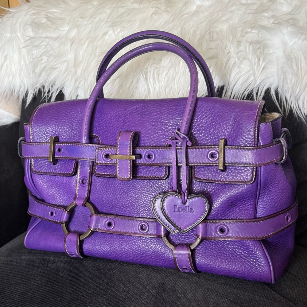 Luella Purple Satchel with Heart Charms